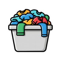 Colorful Clothes in a White Laundry Basket icon isolated on a transparent background png