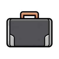 Gray Briefcase Icon with Orange Handle Silver Accents isolated on a transparent background png