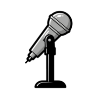 Gray Microphone on Black Stand Icon isolated on a transparent background image png