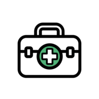 Green Cross Medical Kit Icon Black Outline isolated on a transparent background case png