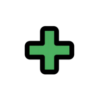 Green Plus Sign Icon Thick Outline Medical Cross isolated on a transparent background png