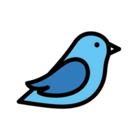 Light Blue Bird Icon Cartoon Style Illustration isolated on a transparent background png