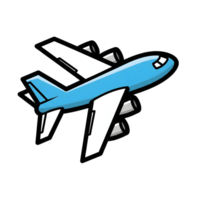 Light Blue Airplane Icon Cartoon Style Flight Travel isolated on a transparent background png