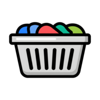 Gray Laundry Basket with Colorful Clothes icon isolated on a transparent background png