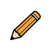 Orange Pencil Icon Cartoon Style Drawing Tool isolated on a transparent background png