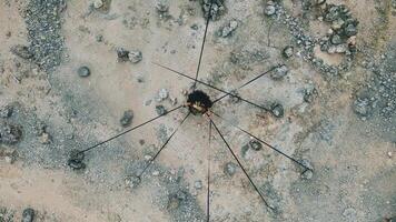 Aerial View of Artistic Installation in Rocky Terrain video