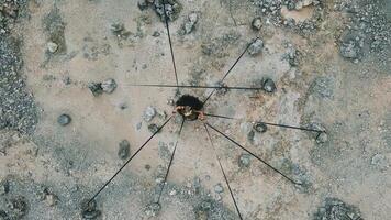 Surreal Aerial View of a Person in a Web of Strings video