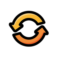 Interlocking Orange and Yellow Circular Arrows Icon isolated on a transparent background png