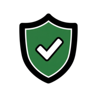 Green Shield Icon with White Check Mark isolated on a transparent background image png