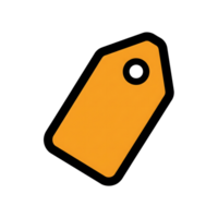 Orange Price Tag Label Icon with Black Outline isolated on a transparent background png
