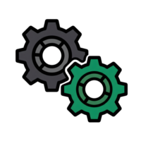 Interlocking Gray and Green Gear Cogs Icon isolated on a transparent background cogwheel png