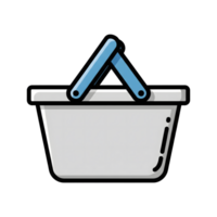 Light Gray Shopping Basket Blue Handles Icon isolated on a transparent background png