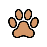 Light Brown Paw Print Icon Black Outline isolated on a transparent background footprint png