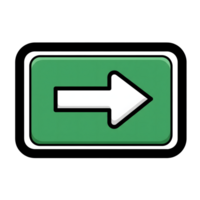 Green Button with White Right Arrow Icon isolated on a transparent background white arrow png