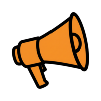 Orange Megaphone Icon Loudspeaker Announcement Symbol isolated on a transparent background png