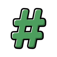 Green Hashtag Icon Cartoon Style Social Media Symbol isolated on a transparent background png