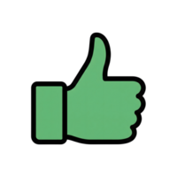 Green Thumbs Up Icon Hand Gesture Approval Symbol isolated on a transparent background png