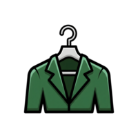 Green Blazer Jacket Hanging on White Hanger Icon isolated on a transparent background png