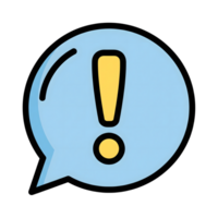 Light Blue Speech Bubble Yellow Exclamation Icon isolated on a transparent background png