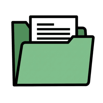 Green File Folder Icon with Document Pages isolated on a transparent background image png