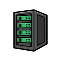 Gray Server Rack with Green Data Modules icon isolated on a transparent background png