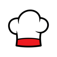 Red and White Chef Hat Icon Cartoon Style isolated on a transparent background cook hat png