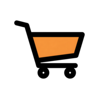 Orange Shopping Cart Icon Black Background isolated on a transparent background ecommerce png