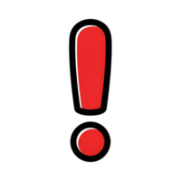 Red Exclamation Mark Icon Cartoon Style isolated on a transparent background exclamation point png