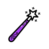 Purple Magic Wand with Star and Swirls icon isolated on a transparent background png