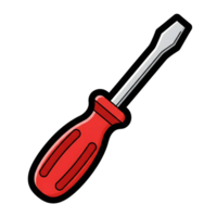Red and Silver Screwdriver Tool Icon Illustration isolated on a transparent background png
