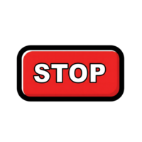 Red Stop Button Icon White Text Bold Outline isolated on a transparent background png
