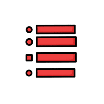 röd och svart lista ikon med cirklar och fyrkant isolerat på en transparent bakgrund png