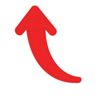 Red Curved Upward Arrow Icon Graphic isolated on a transparent background image png