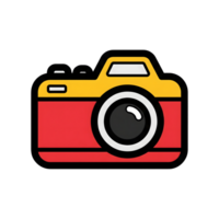 Red and Yellow Camera Icon Illustration isolated on a transparent background image png