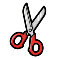 Red and Silver Scissors Icon Graphic Design isolated on a transparent background png