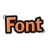 Orange Text Font with Black Outline Icon isolated on a transparent background image png