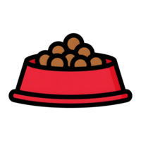 Red Pet Food Bowl with Brown Kibble icon isolated on a transparent background dog food png
