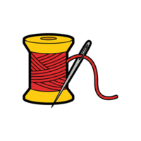 Red Thread Spool and Needle Icon Illustration isolated on a transparent background png