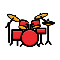 Red and Yellow Drum Kit Music Icon Illustration isolated on a transparent background png