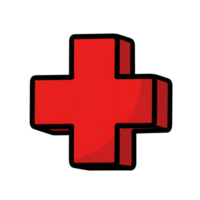 Red Medical Cross Icon D Style Symbol Healthcare isolated on a transparent background png