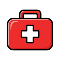 Red First Aid Kit Icon White Cross Medical Emergency Box isolated on a transparent background png