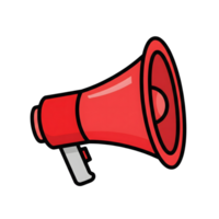 Red Megaphone Announcement Icon Loudspeaker Bullhorn isolated on a transparent background png