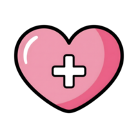 Pink Heart Shape with Black Plus Sign Icon isolated on a transparent background medical png