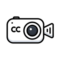 White Action Camera Icon C Logo Black Outline isolated on a transparent background png