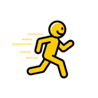 Yellow Stick Figure Running Fast Motion Icon isolated on a transparent background png