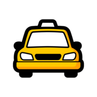 Yellow Taxi Cab Icon Front View Simple Cartoon Style isolated on a transparent background png