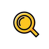 Yellow Search Magnifying Glass Icon isolated on a transparent background gold png