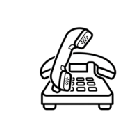 Silhouette of a Desk Phone with Receiver Off Hook isolated on a transparent background png