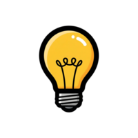 Yellow Lightbulb Icon Cartoon Style Illustration isolated on a transparent background png