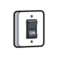 White Light Switch with Dark Gray Toggle in On Position isolated on a transparent background png